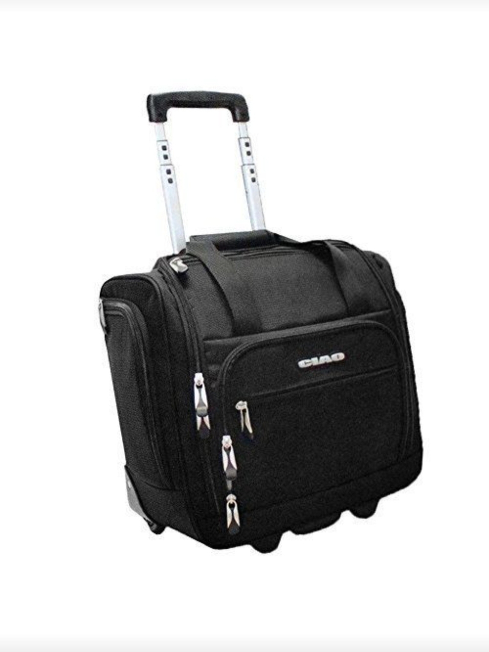 Black Rolling Travel Tote with Telescopic Handle